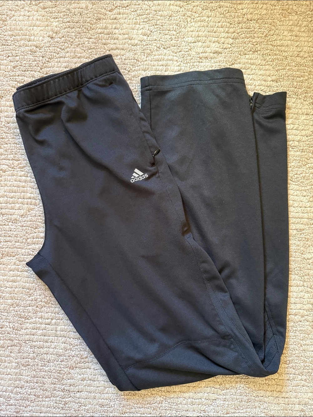 Adidas Black Performance Track Pants with Ankle Zips